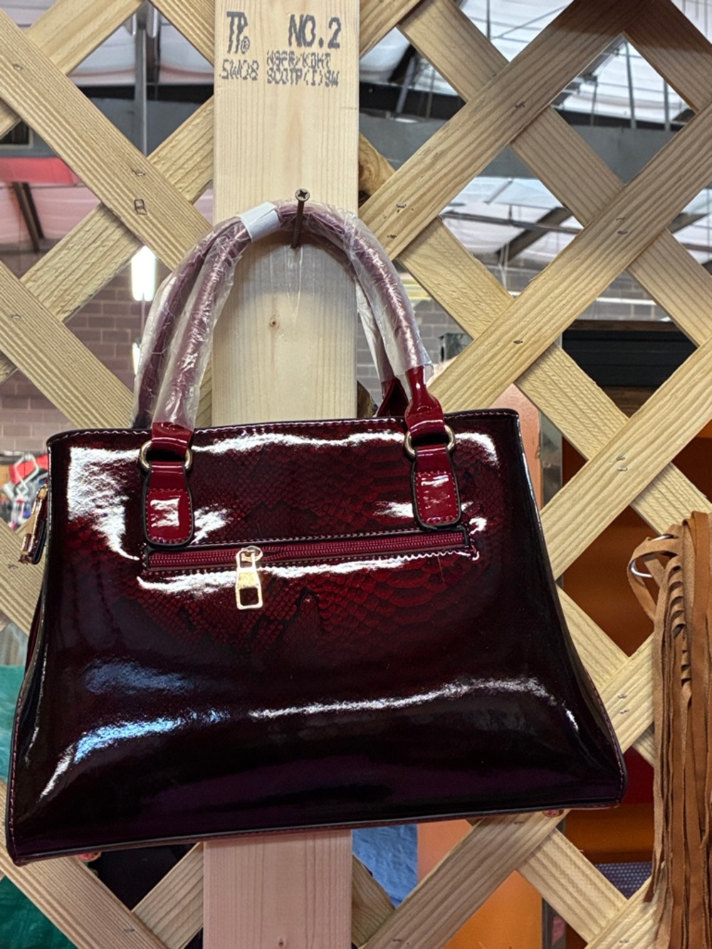 Elegant Patent Burgundy Women’s Satchel Bag
